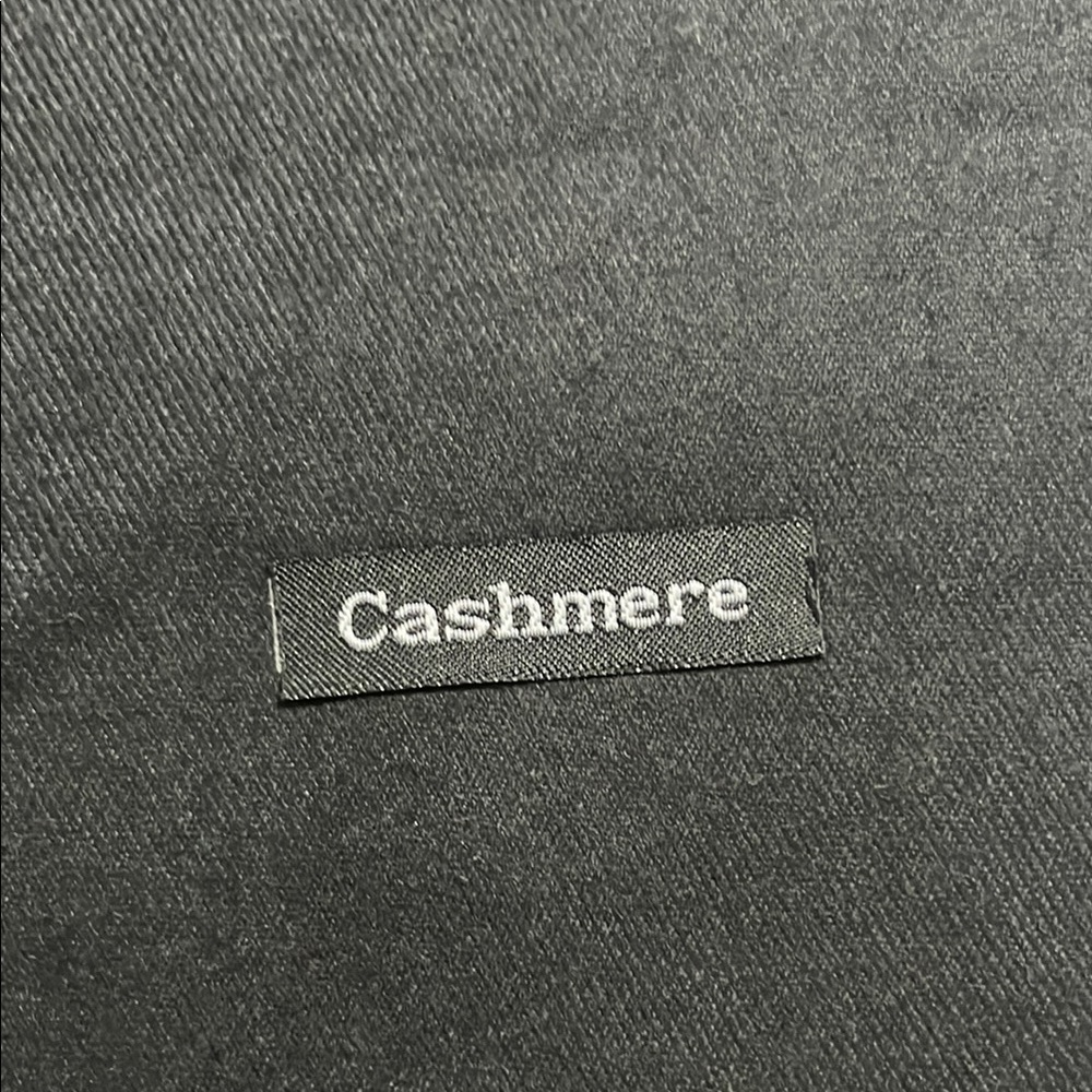 Black Cashmere Wool Blend Scarf with Fringe - Picture 3 of 7